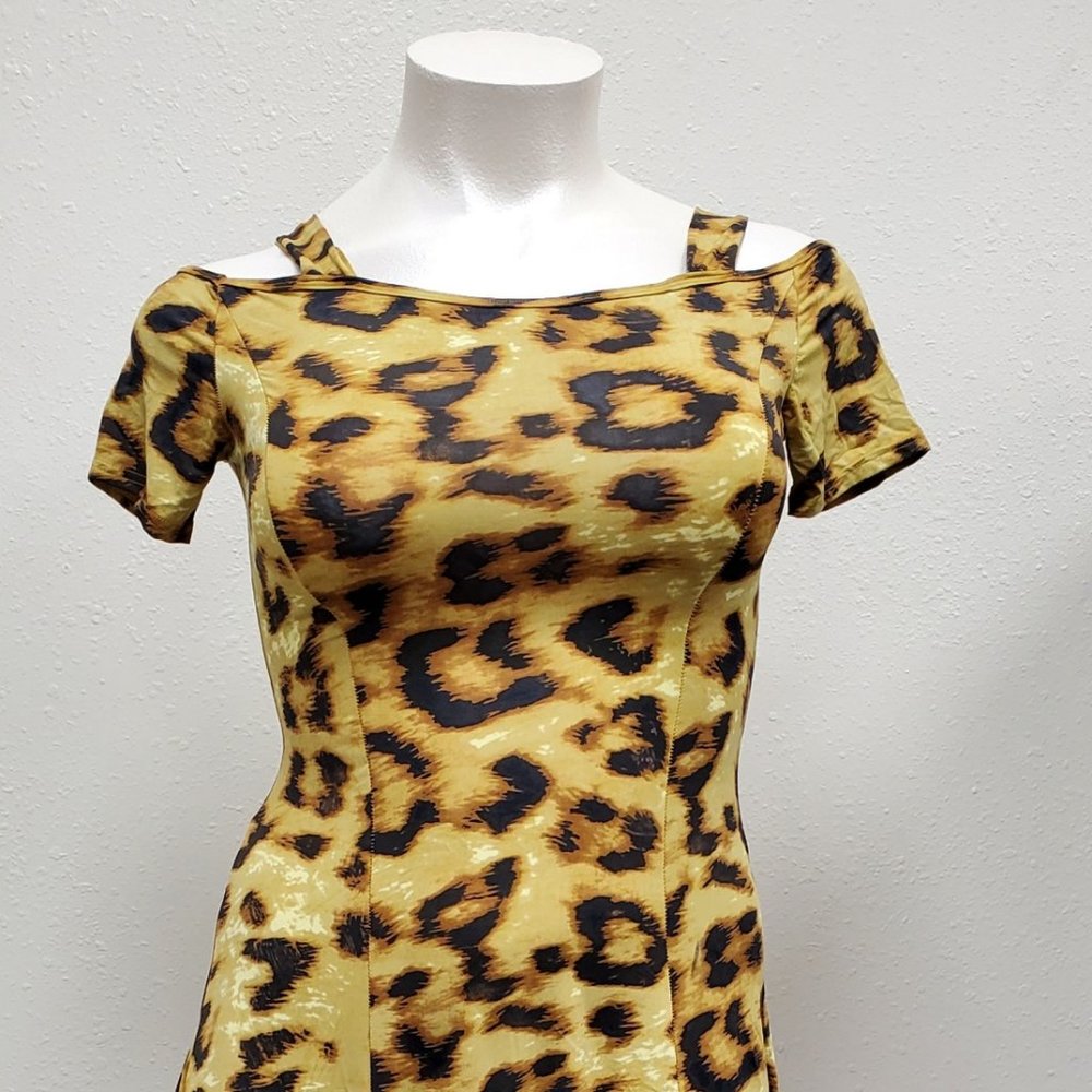 Leaopard Print Sleek Stretchy Dance Dress Size XL